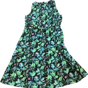 Ava & Viv Sleeveless High Neck Green Floral Midi Dress with Pockets Size 3X NWOT